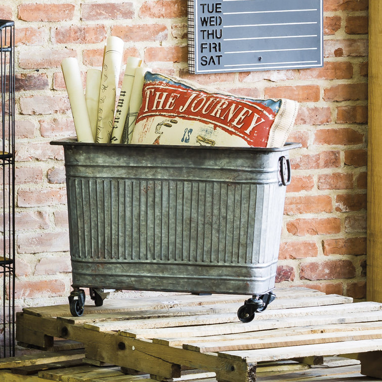 Steelside™ Alejandro Large Galvanized Metal Tub on Wheels & Reviews Wayfair Canada